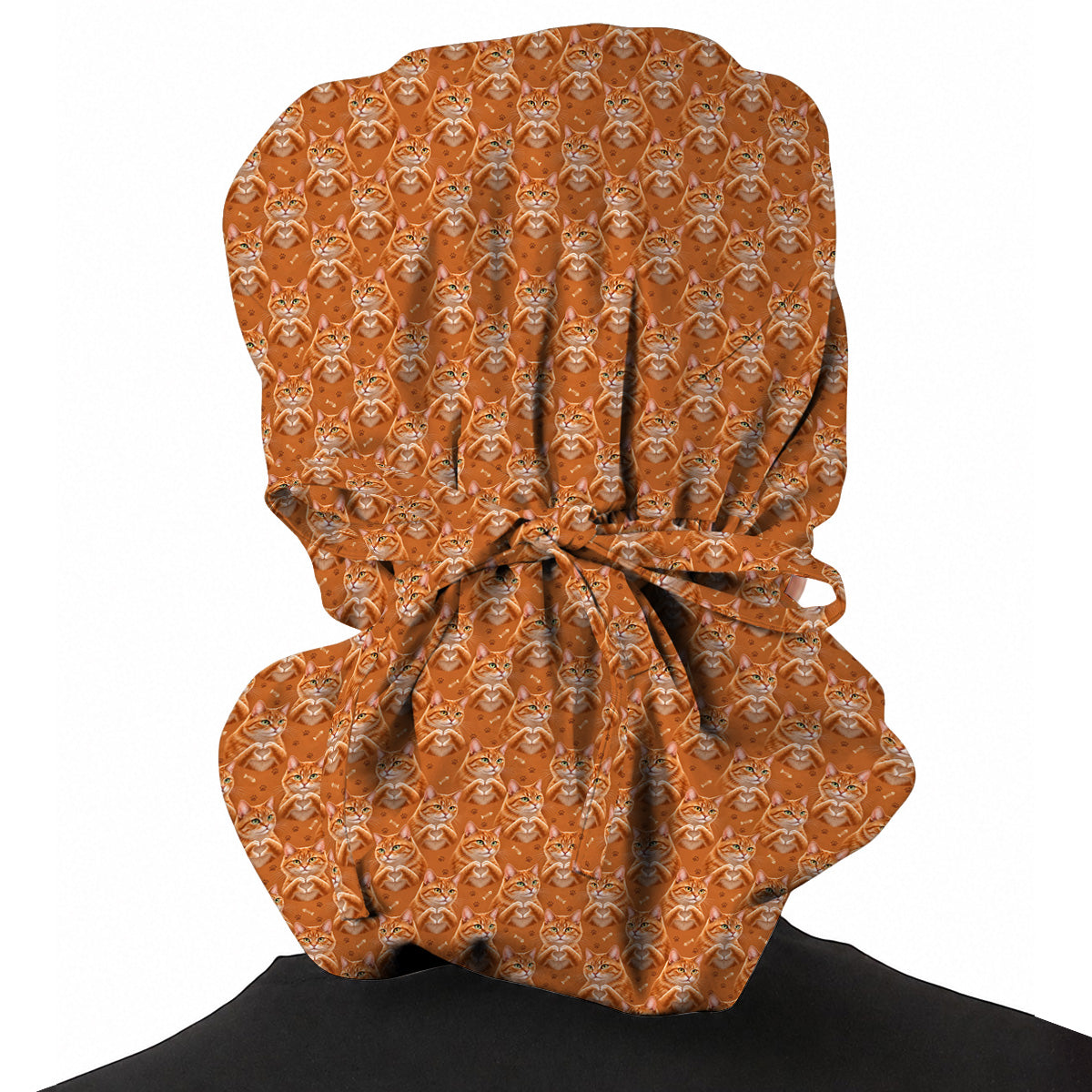 Orange Tabby Cat Love Nurse Scrub Caps, Cute Cat Pattern Scrubs For Nurses, Breathable Fabrics Nursing Cap