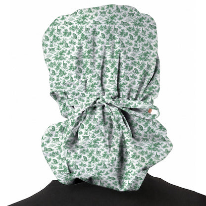 Toile de Jouy Cat Scrub Cap, Crazy Cats Pattern Nursing Caps for Cat Lovers, Vintage Feline Medical Scrubs