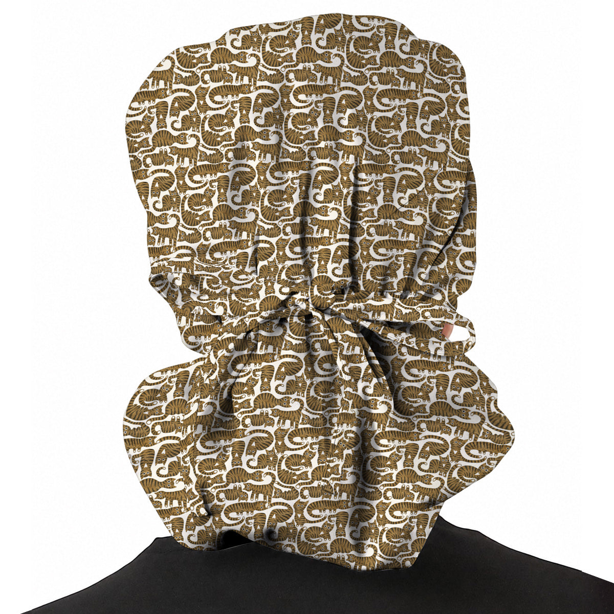 Cute Tabby Cat Pattern Scrub Caps, Brown Tabby Cat Nursing Cap for Cat Lovers, Comfortable Feline Scrubs for Nurses