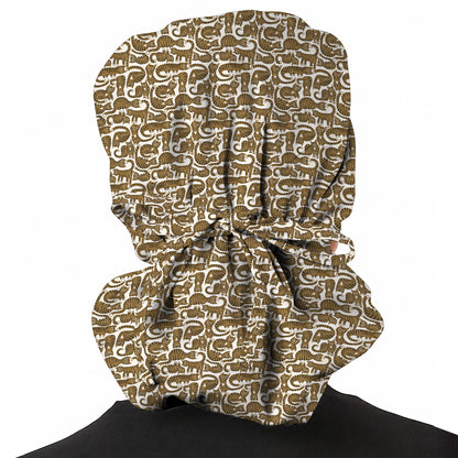 Cute Tabby Cat Pattern Scrub Caps, Brown Tabby Cat Nursing Cap for Cat Lovers, Comfortable Feline Scrubs for Nurses