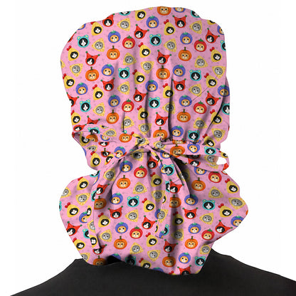 Funny Cat Pattern Scrub Cap, Cute Kitty Nursing Caps for Cat Lovers, Comfortable Medical Scrubs for Nurses