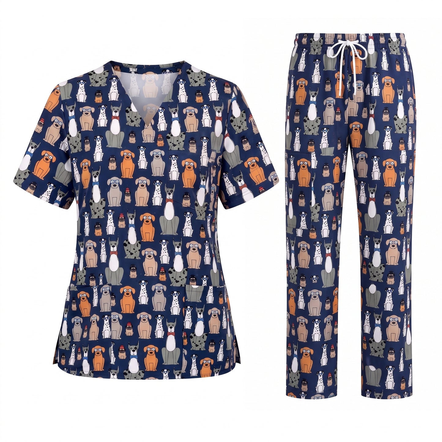 Funny Dogs Scrub Top, Cute Dog Scrub Top for Women, Cute Animal Scrubs Gift for Nurse, CNA, RN, Doctor