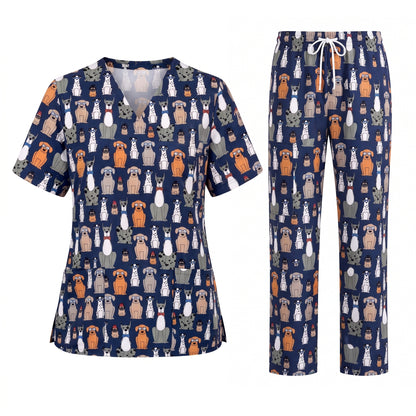 Funny Dogs Scrub Top, Cute Dog Scrub Top for Women, Cute Animal Scrubs Gift for Nurse, CNA, RN, Doctor