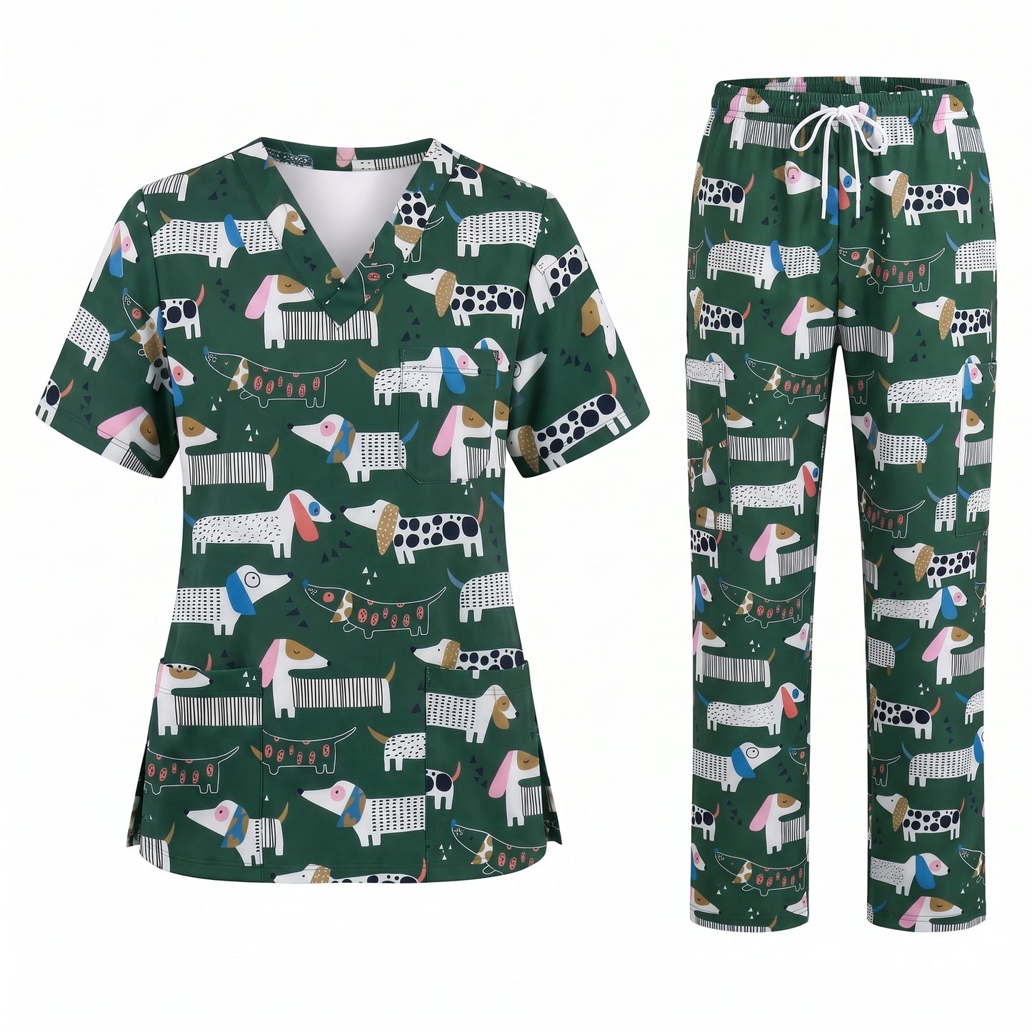 Dachshund Scrub Top for Women, Cute Wiener Dog Nursing Uniform, Funny Doxie Nurse Scrub Shirt, Gift for Healthcare Professionals RN LPN CNA Vet Tech