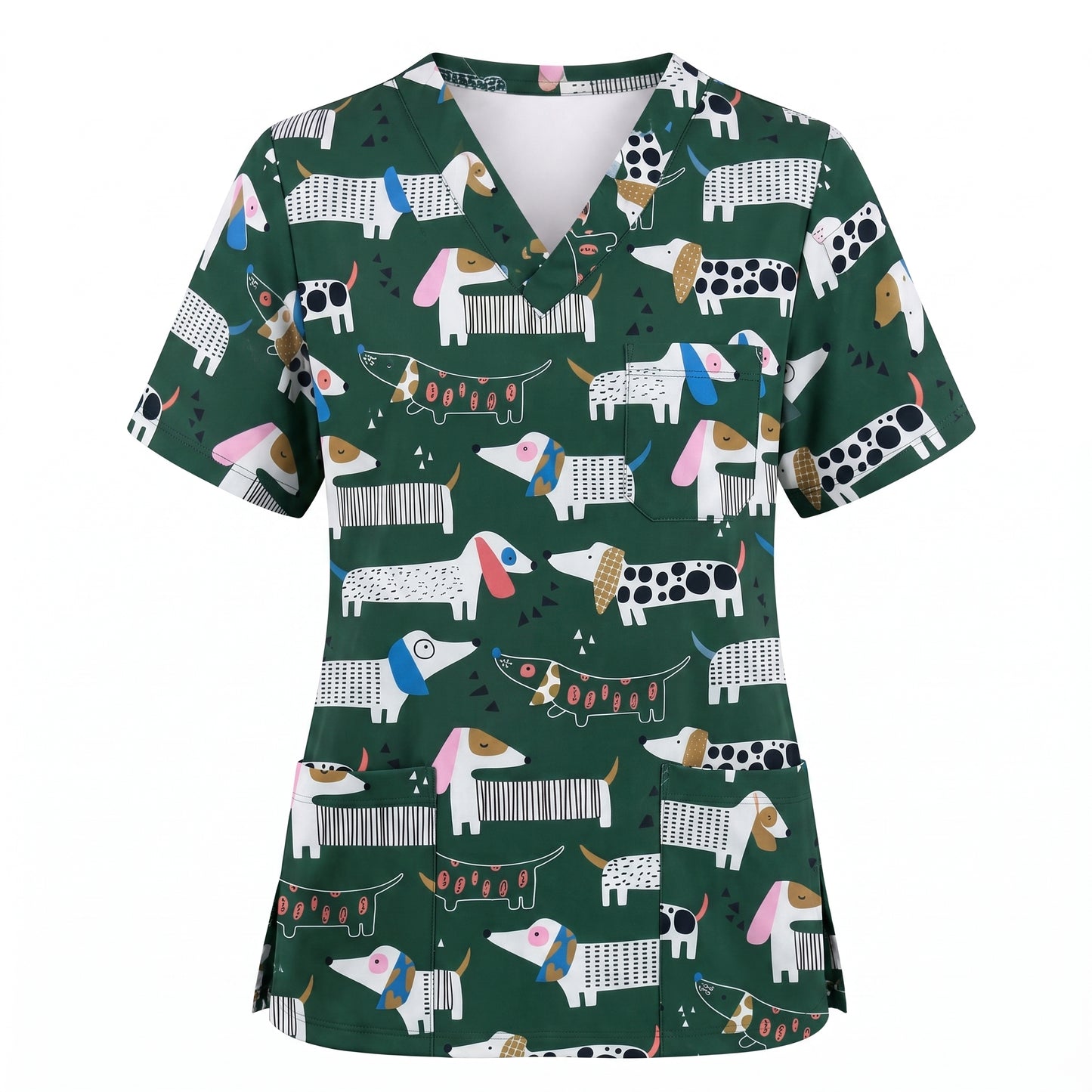 Dachshund Scrub Top for Women, Cute Wiener Dog Nursing Uniform, Funny Doxie Nurse Scrub Shirt, Gift for Healthcare Professionals RN LPN CNA Vet Tech